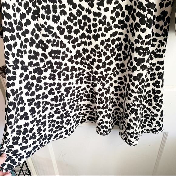 LOFT Wild Cat Flippy Bias Ruffle Dress Animal Print Dress NWT Black White Size 8 - Picture 6 of 11
